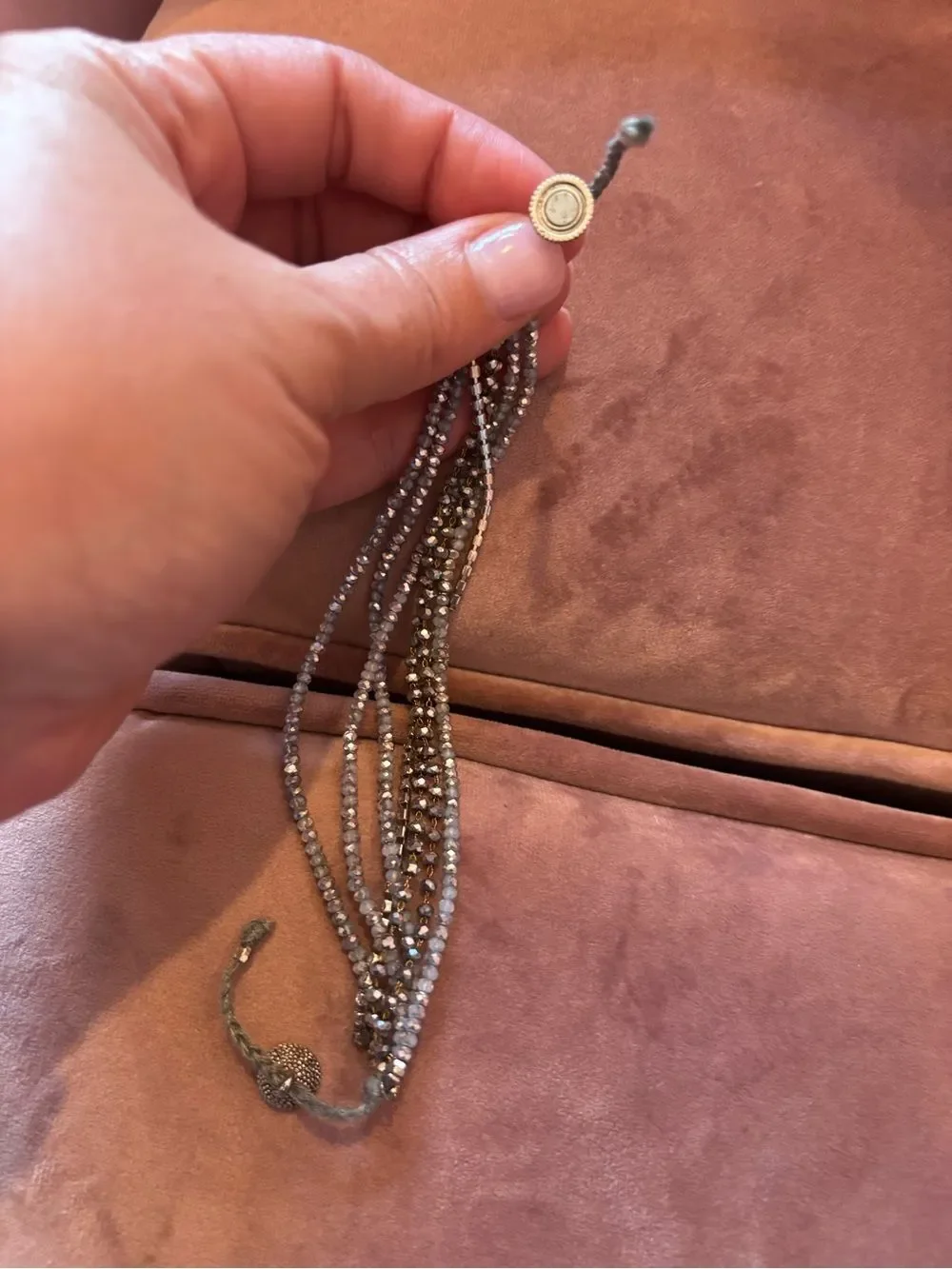 Delicate Light Blue Beaded Wrap Bracelet - Magnetic Close. Boho Aesthetic
